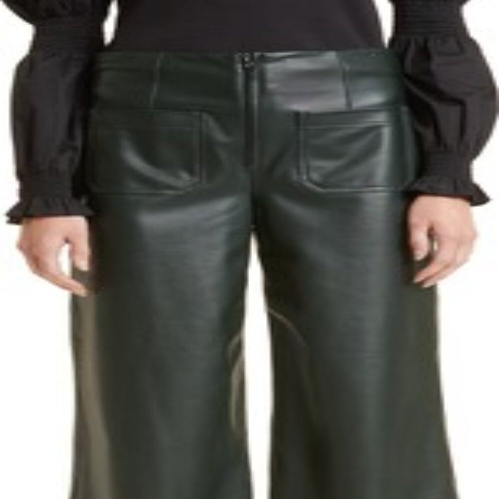 Veronica Beard emerald green faux leather pants - Picture 4 of 15